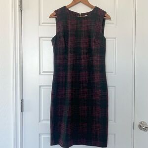 Calvin Klein Black Red Plaid Sleeveless Dress Back Zip Women’s Size 10